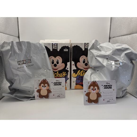 Authentic POPMART Mickey Family Cute Together plush Keychain New Chip AND Dale - Picture 1 of 7
